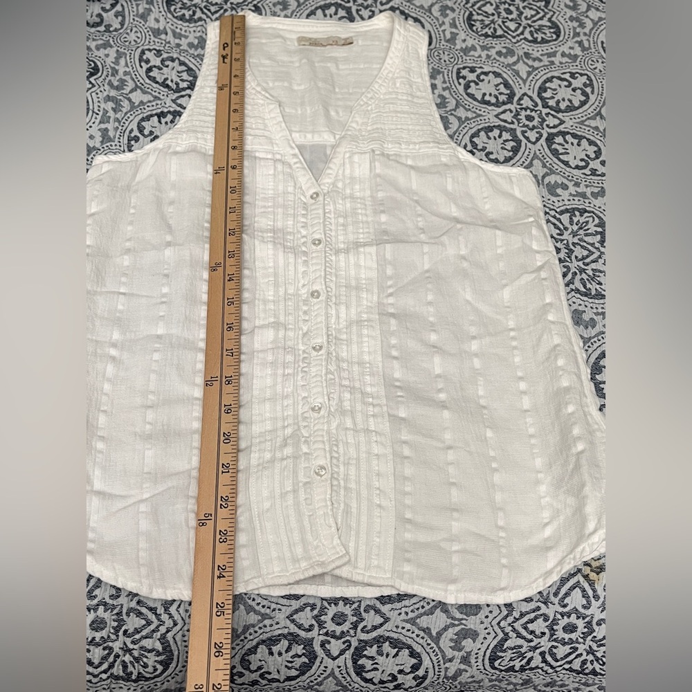 Prana Nieves White Organic Cotton Textured Button-Down Blouse Tank XS - Picture 10 of 14